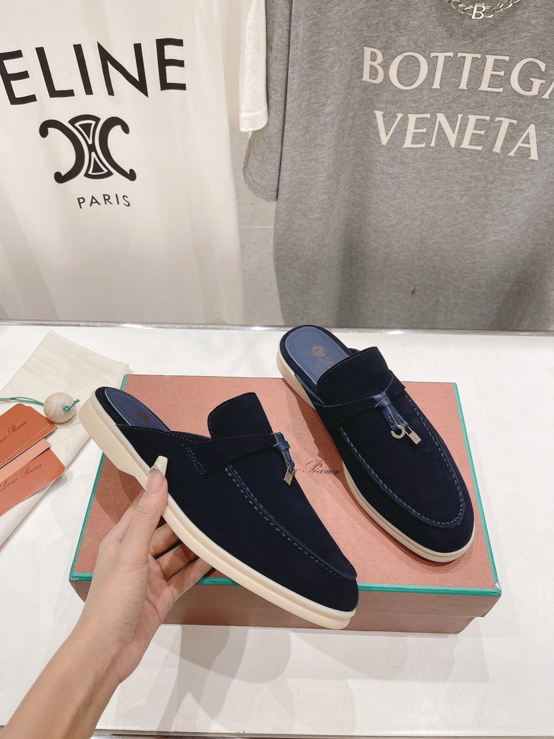 LP CHARMS WALK BABOUCHE LOAFERS DENIM SUEDE - 35