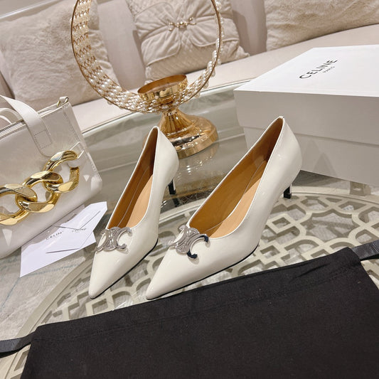 HIGH-HEELS 5 CM IN WHITE CALFSKIN - 34