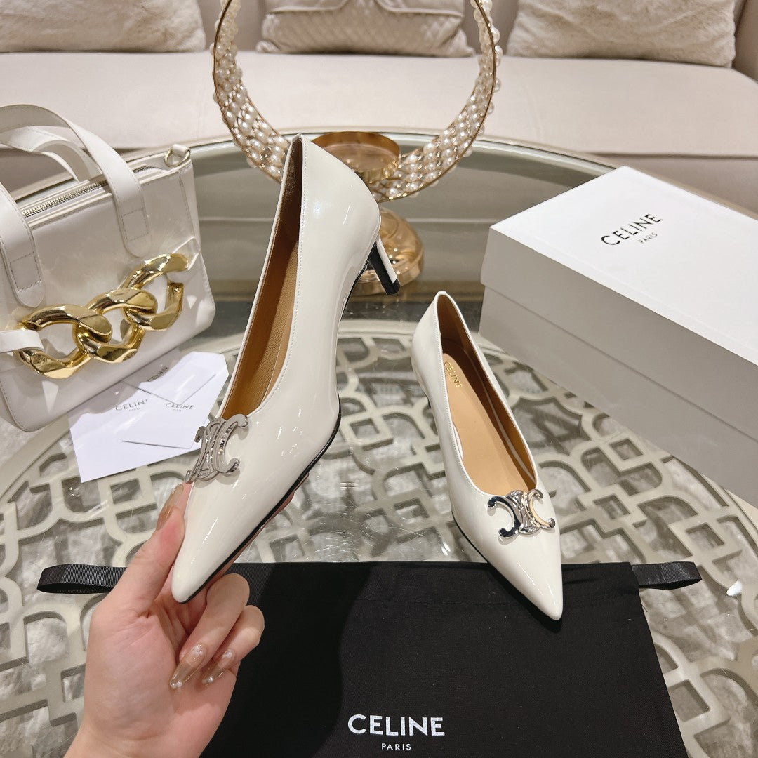 HIGH-HEELS 5 CM IN WHITE CALFSKIN - 34