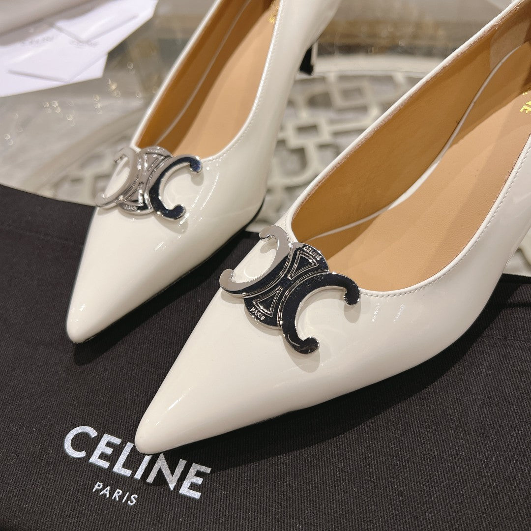 HIGH-HEELS 5 CM IN WHITE CALFSKIN - 34