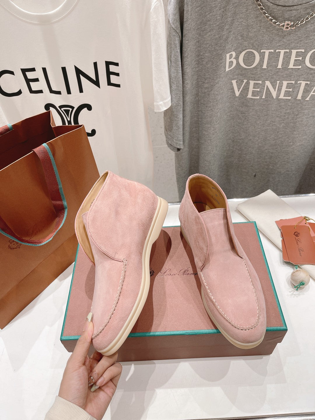 LP HIGH TOP OPEN WALK LOAFERS PASTEL PINK SUEDE - 35