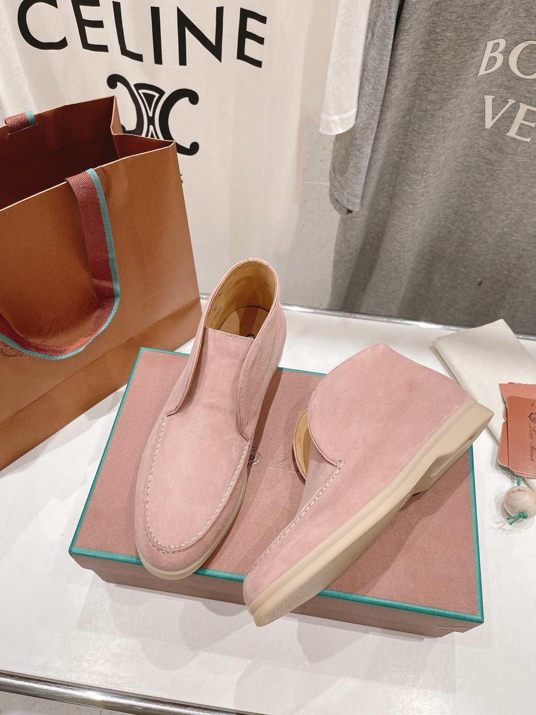 LP HIGH TOP OPEN WALK LOAFERS PASTEL PINK SUEDE - 35