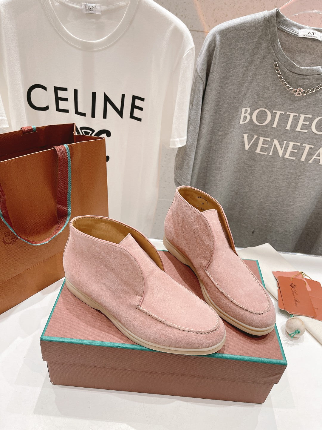 LP HIGH TOP OPEN WALK LOAFERS PASTEL PINK SUEDE - 35