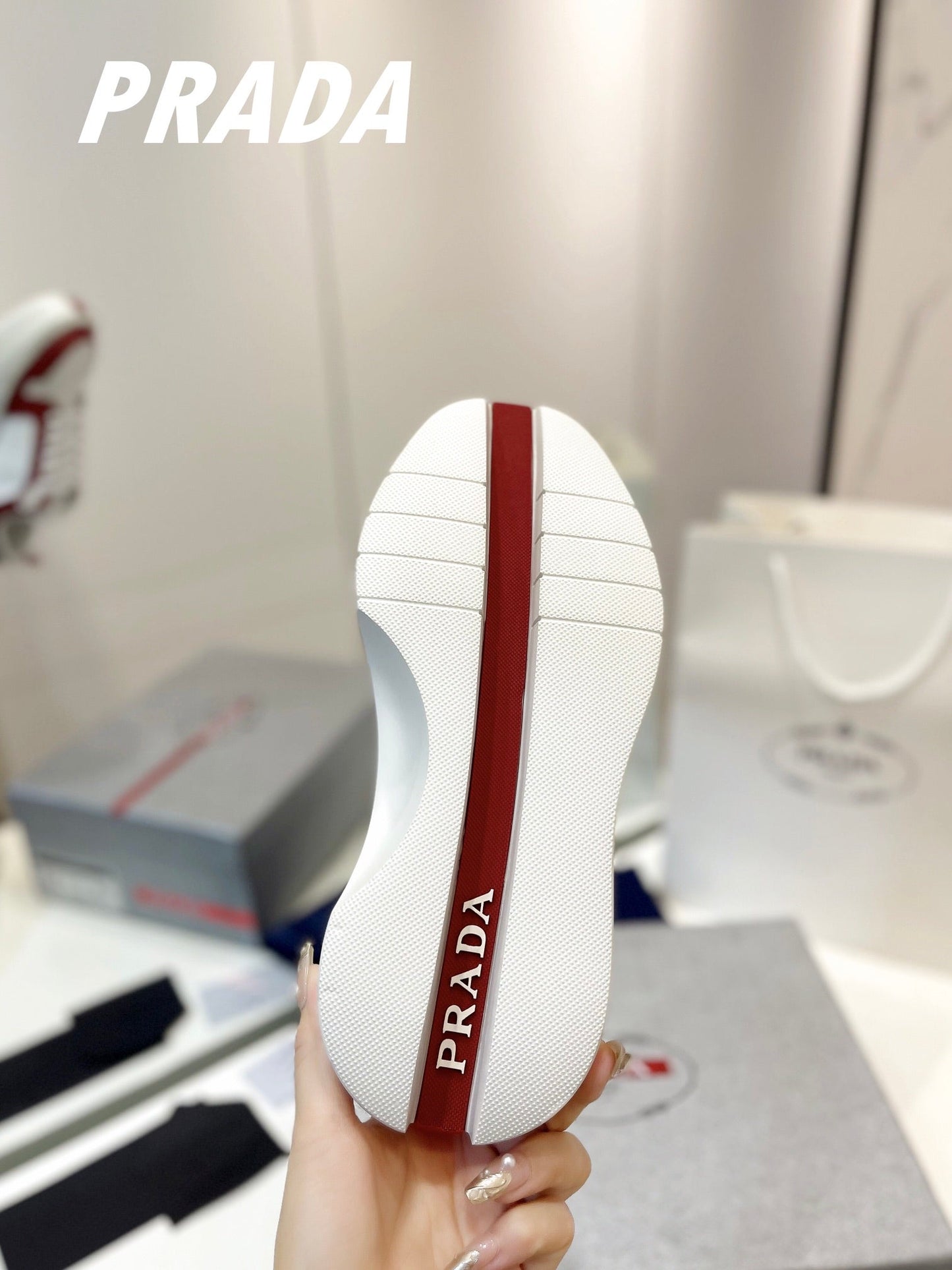 PRA DOWNTOWN THICK-SOLE SNEAKERS WHITE AND CHERRY CALFSKIN - 34