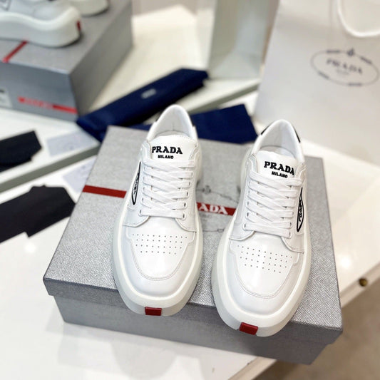 PRA DOWNTOWN THICK-SOLE SNEAKERS WHITE CALFSKIN - 34