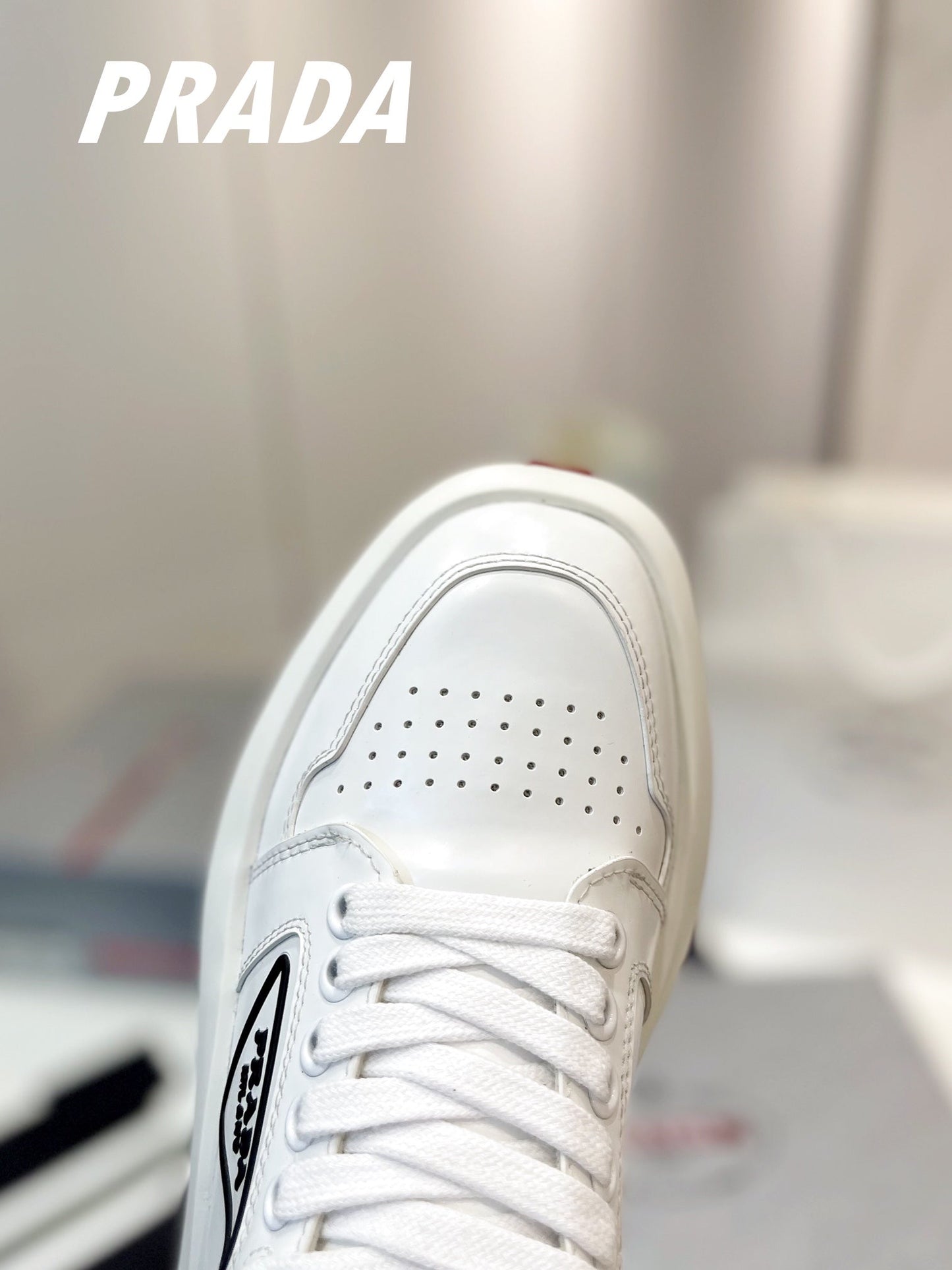 PRA DOWNTOWN THICK-SOLE SNEAKERS WHITE CALFSKIN - 34