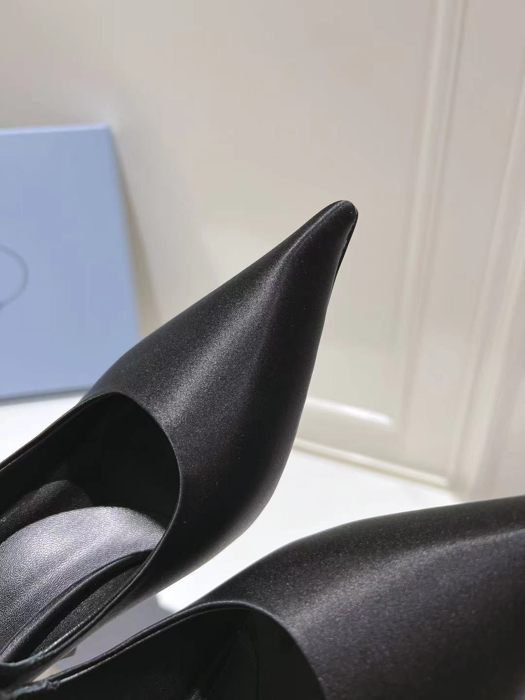PRA HIGH-HEELED MULES BLACK SATIN - 34