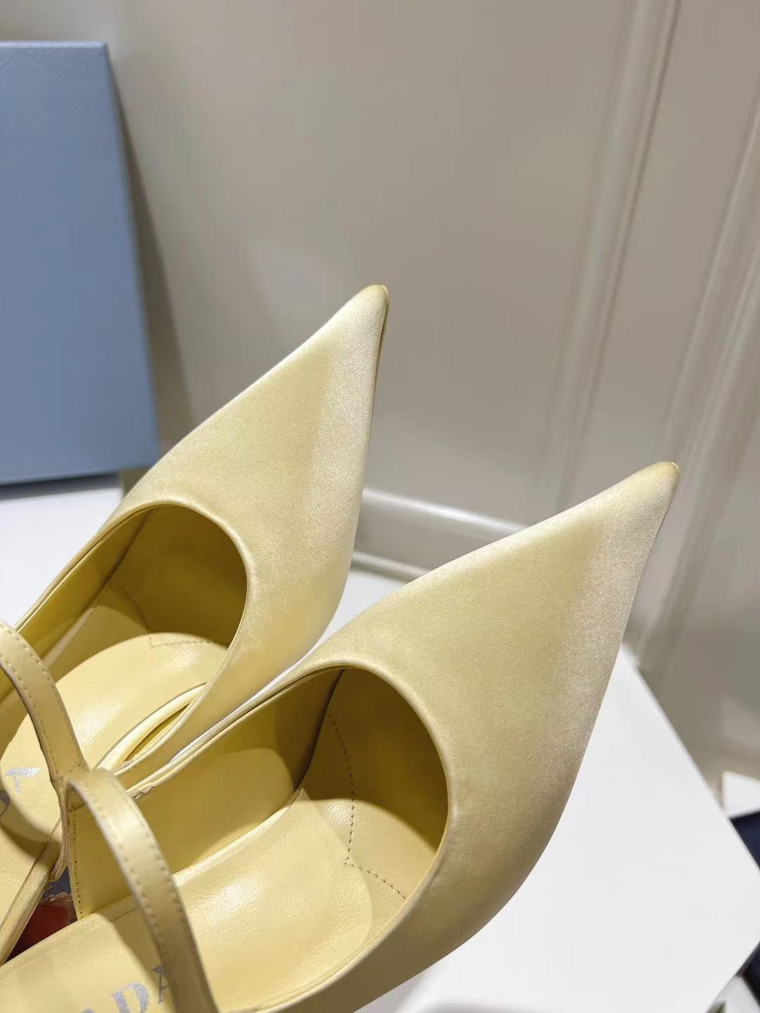 PRA HIGH-HEELED MULES YELLOW CREAM SATIN - 34