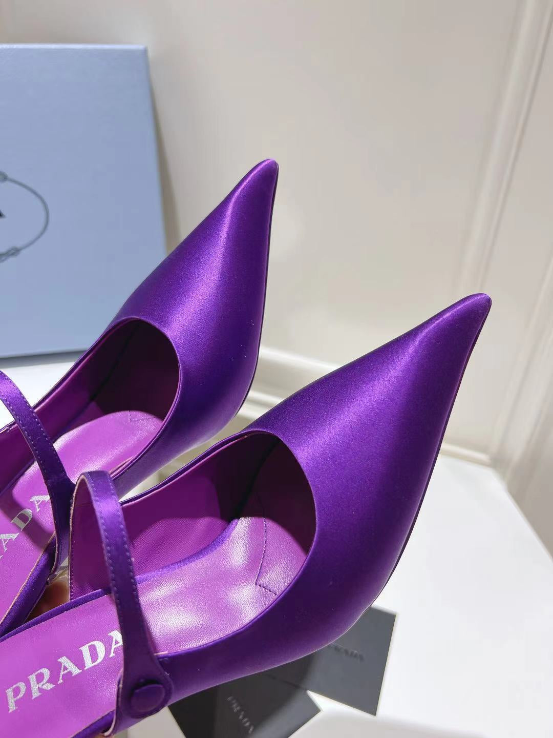 PRA HIGH-HEELED MULES VIOLET SATIN - 34