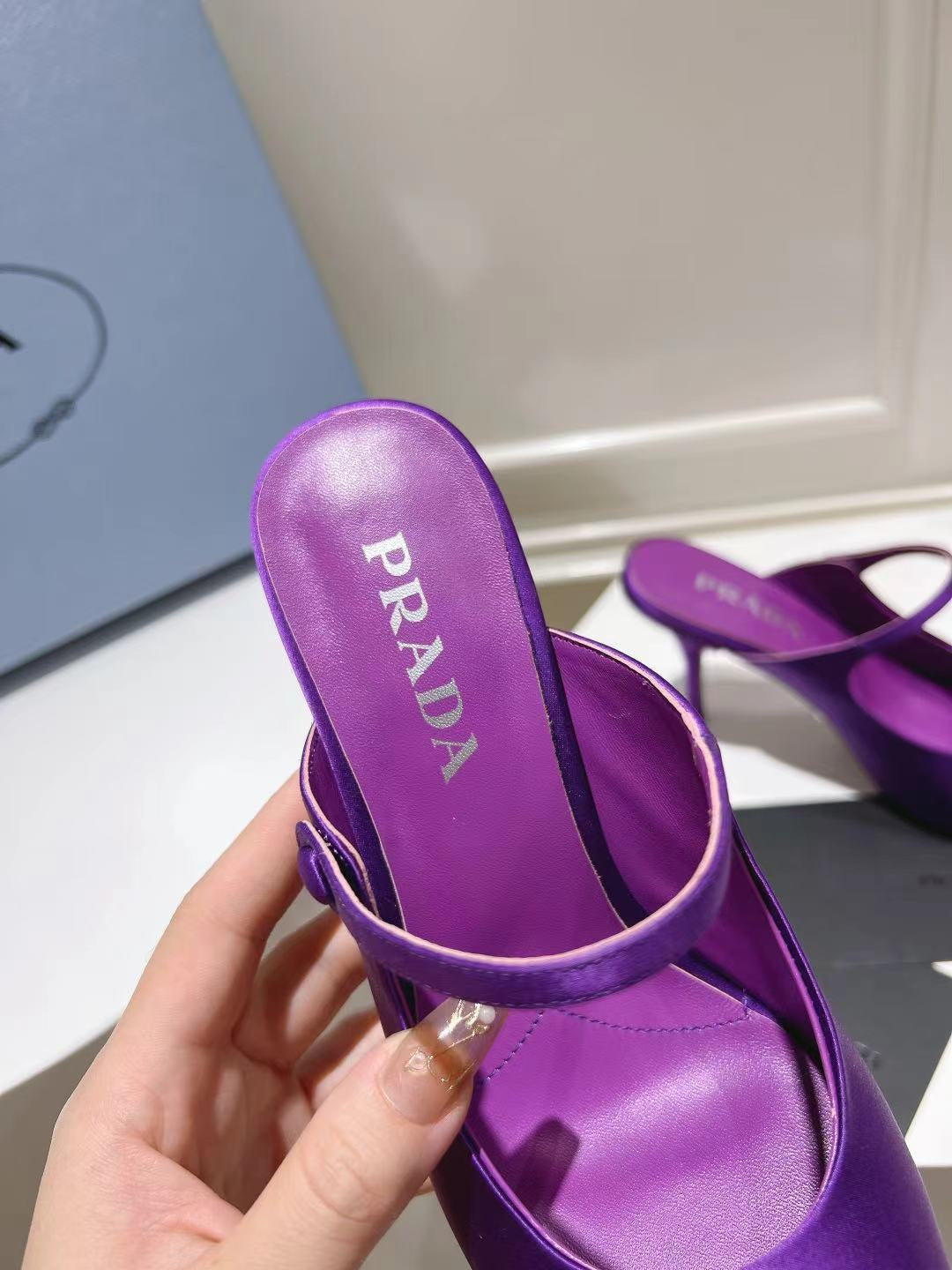 PRA HIGH-HEELED MULES VIOLET SATIN - 34