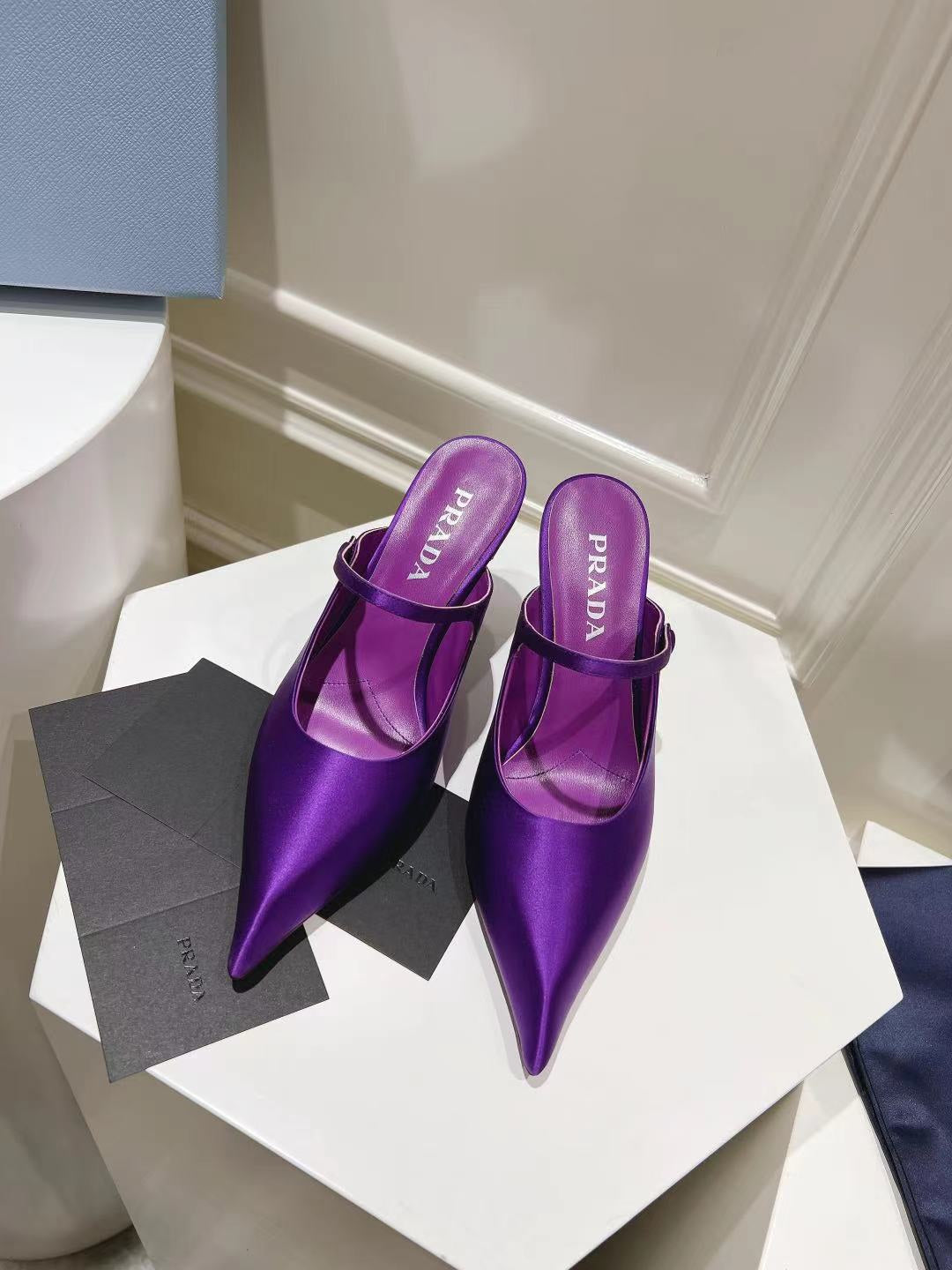 PRA HIGH-HEELED MULES VIOLET SATIN - 34