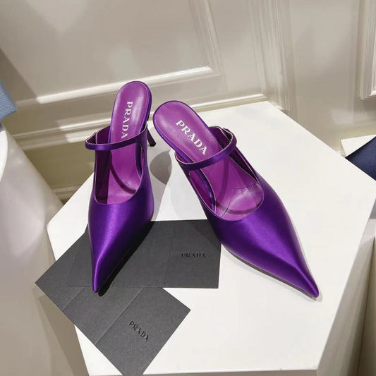 PRA HIGH-HEELED MULES VIOLET SATIN - 34