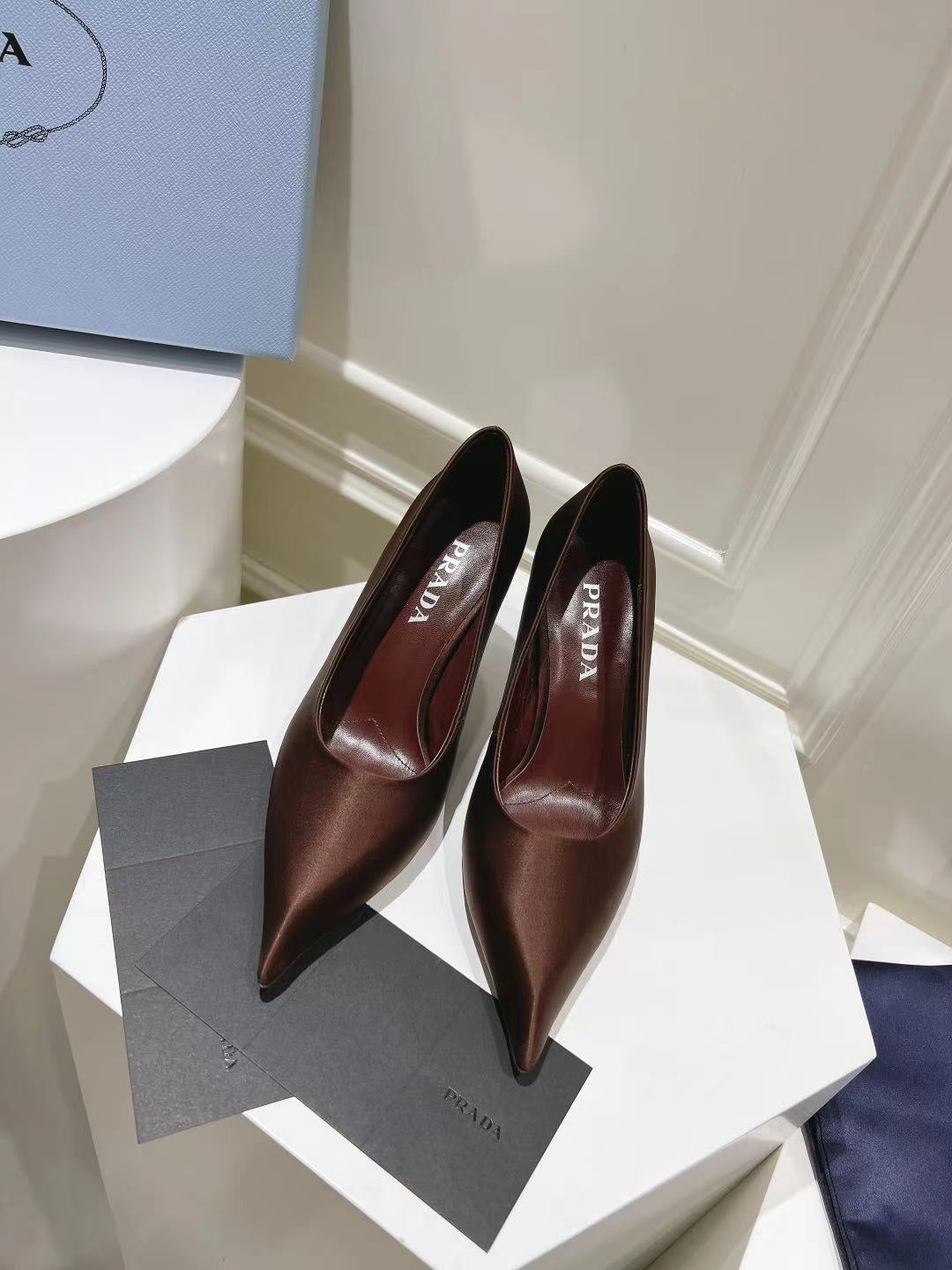 PRA BASIC HIGH-HEELED CHOCOLATE SATIN - 34