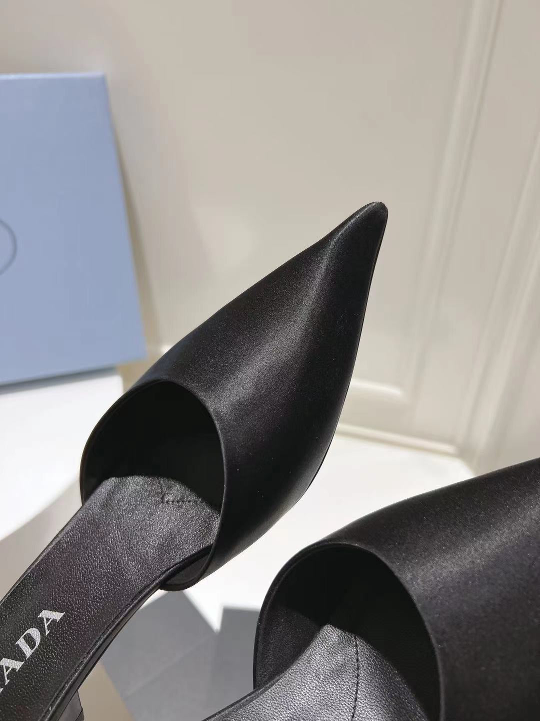 PRA POINTED-TOE MULES BLACK SATIN - 34