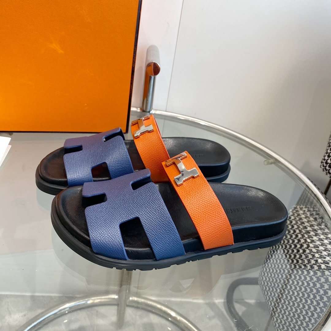 Chypre Sandal Charcoal Blue Leather - 35