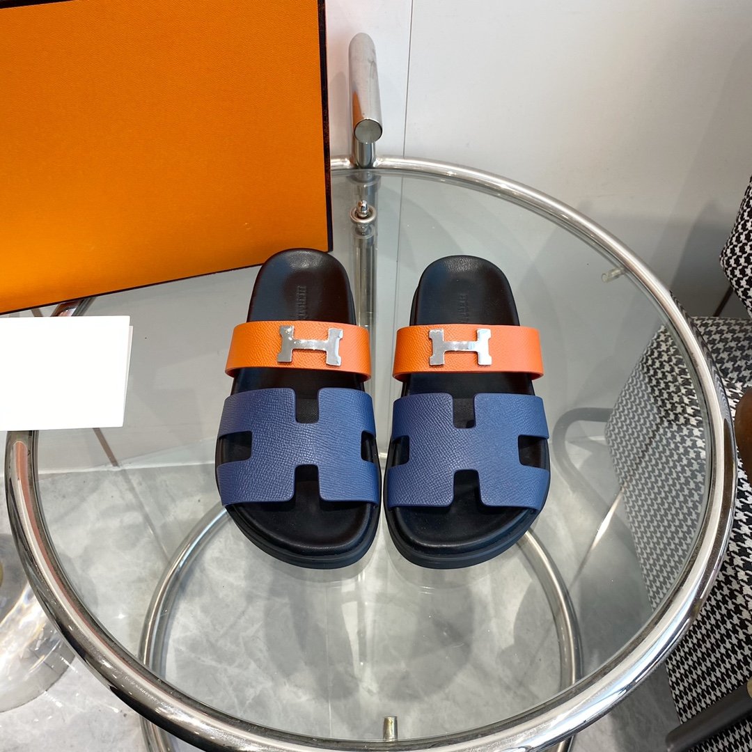 Chypre Sandal Charcoal Blue Leather - 35