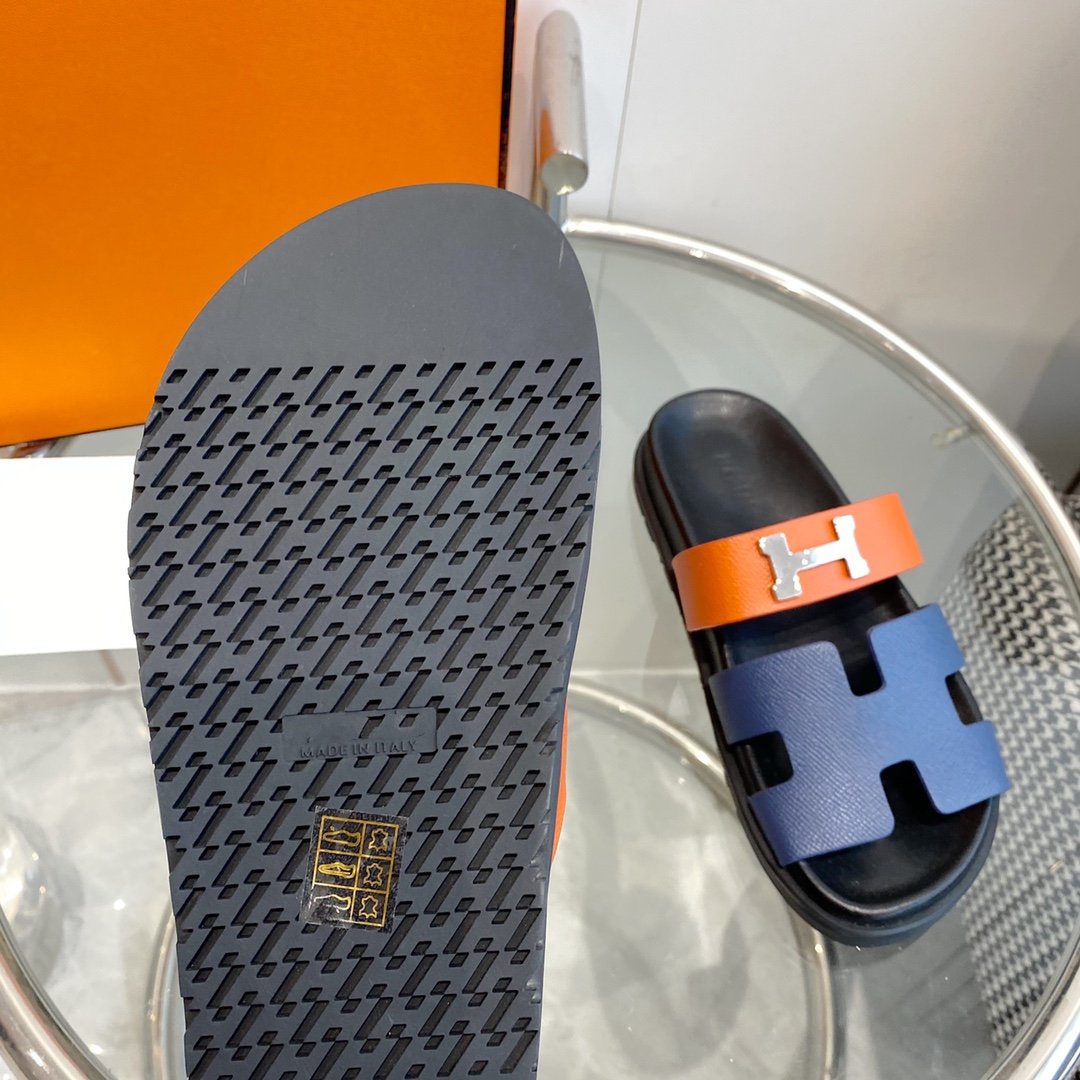 Chypre Sandal Charcoal Blue Leather - 35