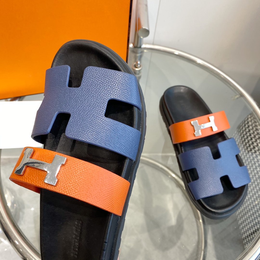 Chypre Sandal Charcoal Blue Leather - 35