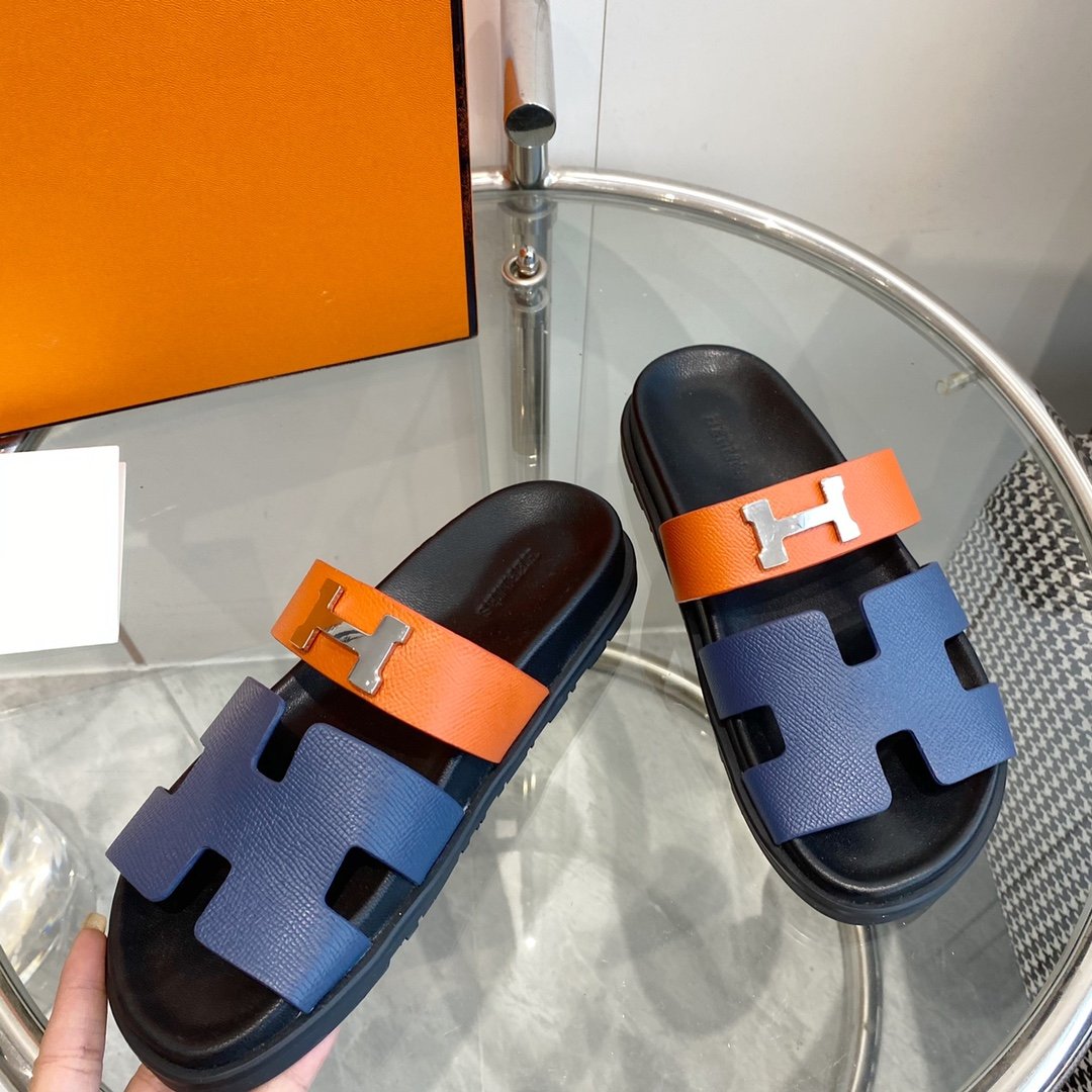 Chypre Sandal Charcoal Blue Leather - 35