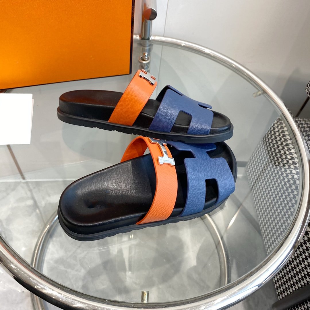 Chypre Sandal Charcoal Blue Leather - 35