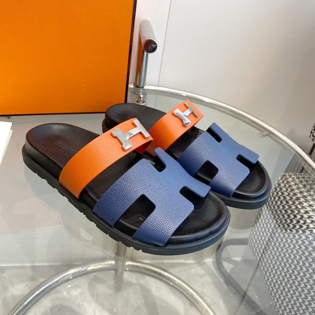 Chypre Sandal Charcoal Blue Leather - 35