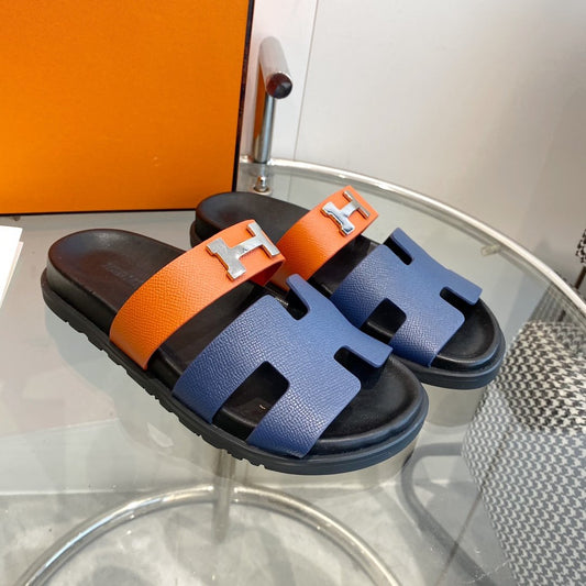 Chypre Sandal Charcoal Blue Leather - 35