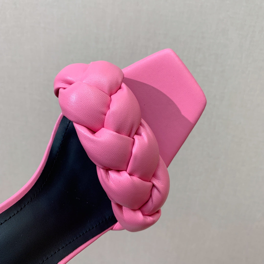 BALMAIN 25S ANKLE STRAP HIGH HEEL 95MM IN PINK CALFSKIN - 36