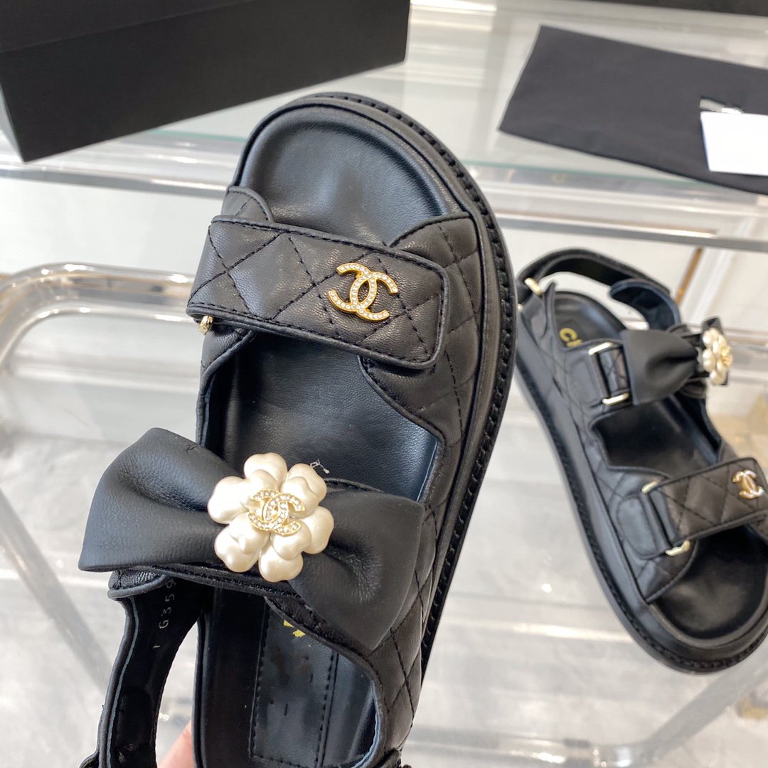 cc dad sandals black lambskin - 35