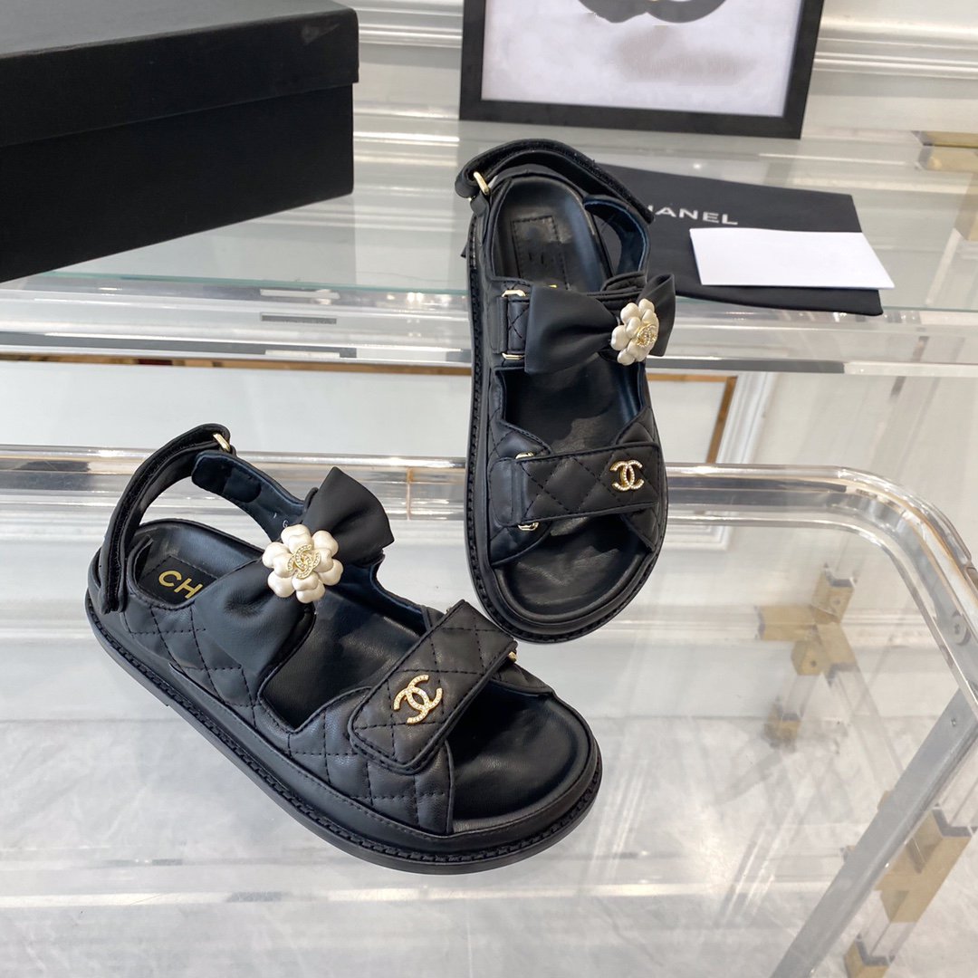 cc dad sandals black lambskin - 35