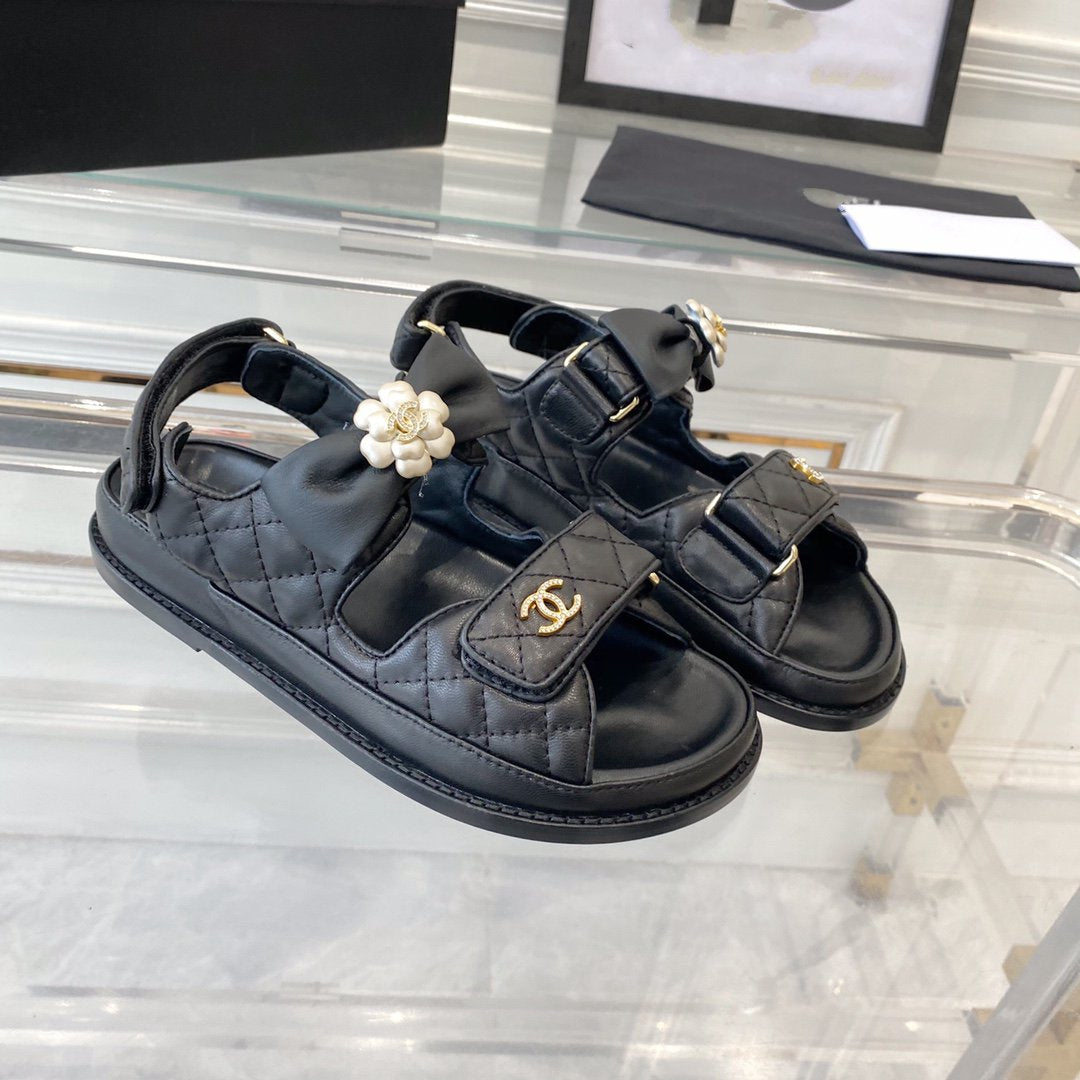 cc dad sandals black lambskin - 35