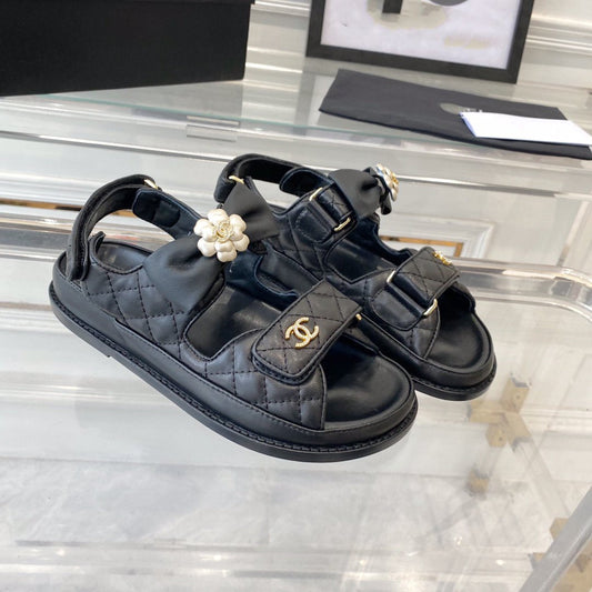 cc dad sandals black lambskin - 35