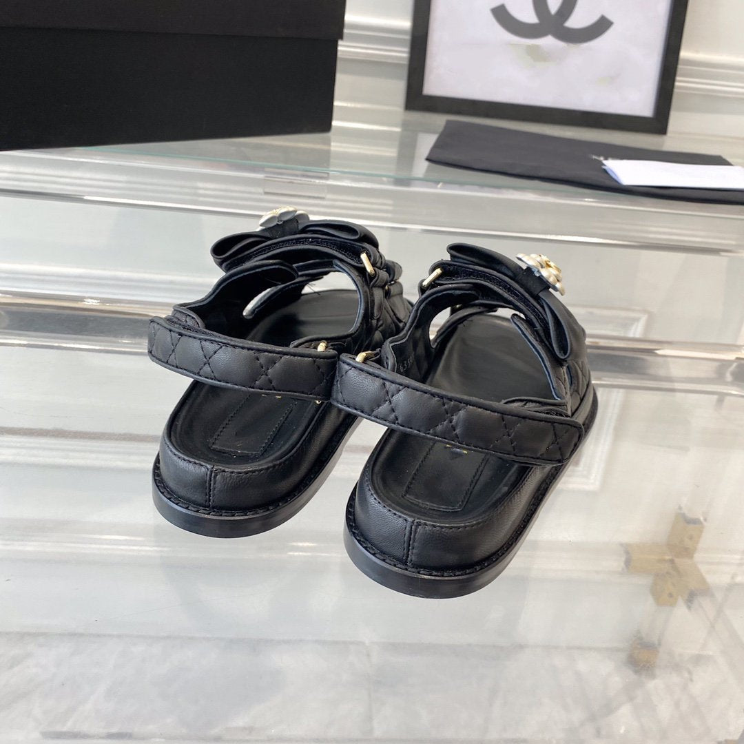 cc dad sandals black lambskin - 35