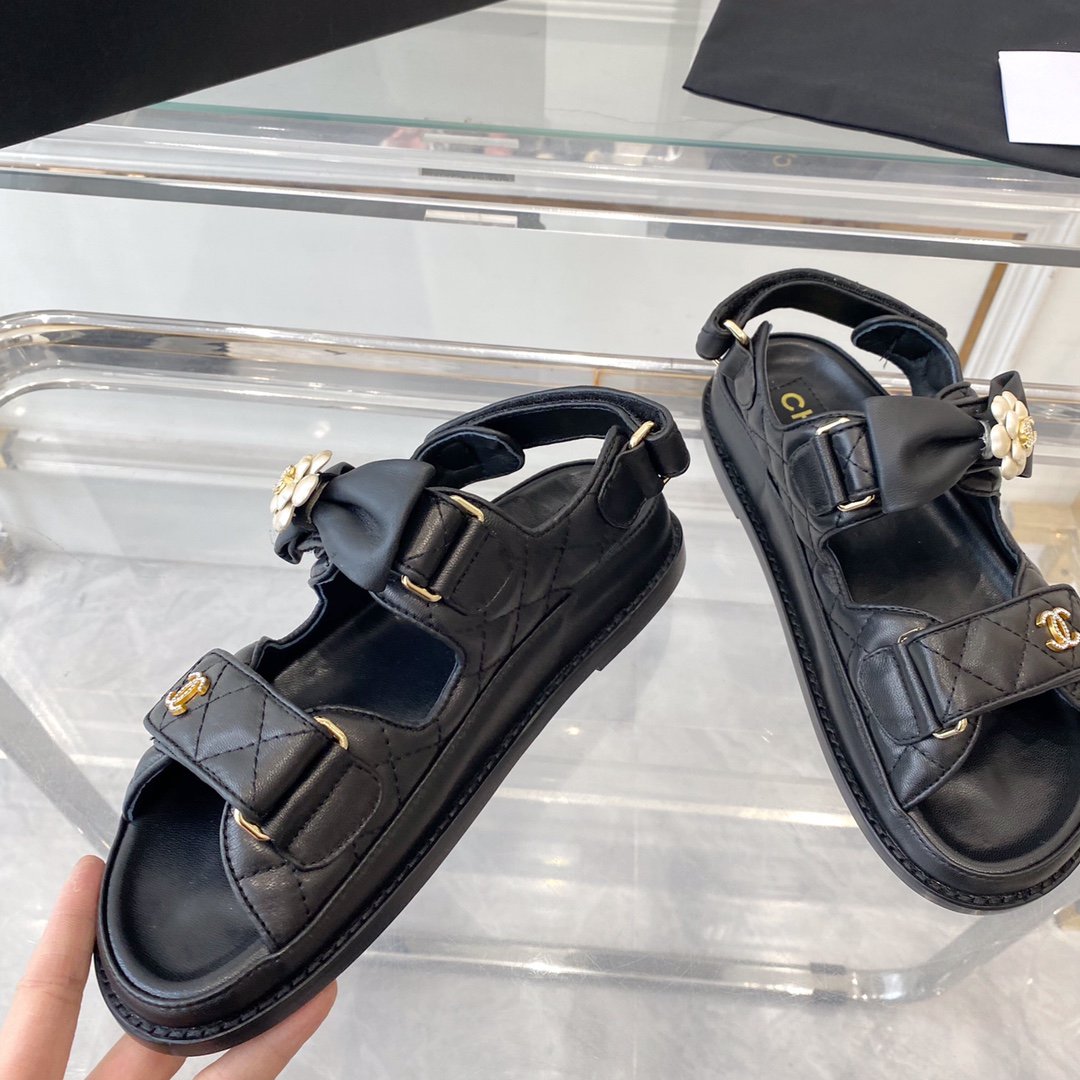 cc dad sandals black lambskin - 35