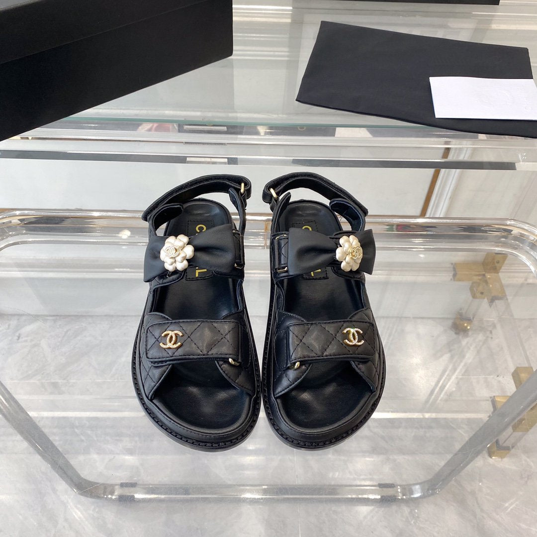 cc dad sandals black lambskin - 35
