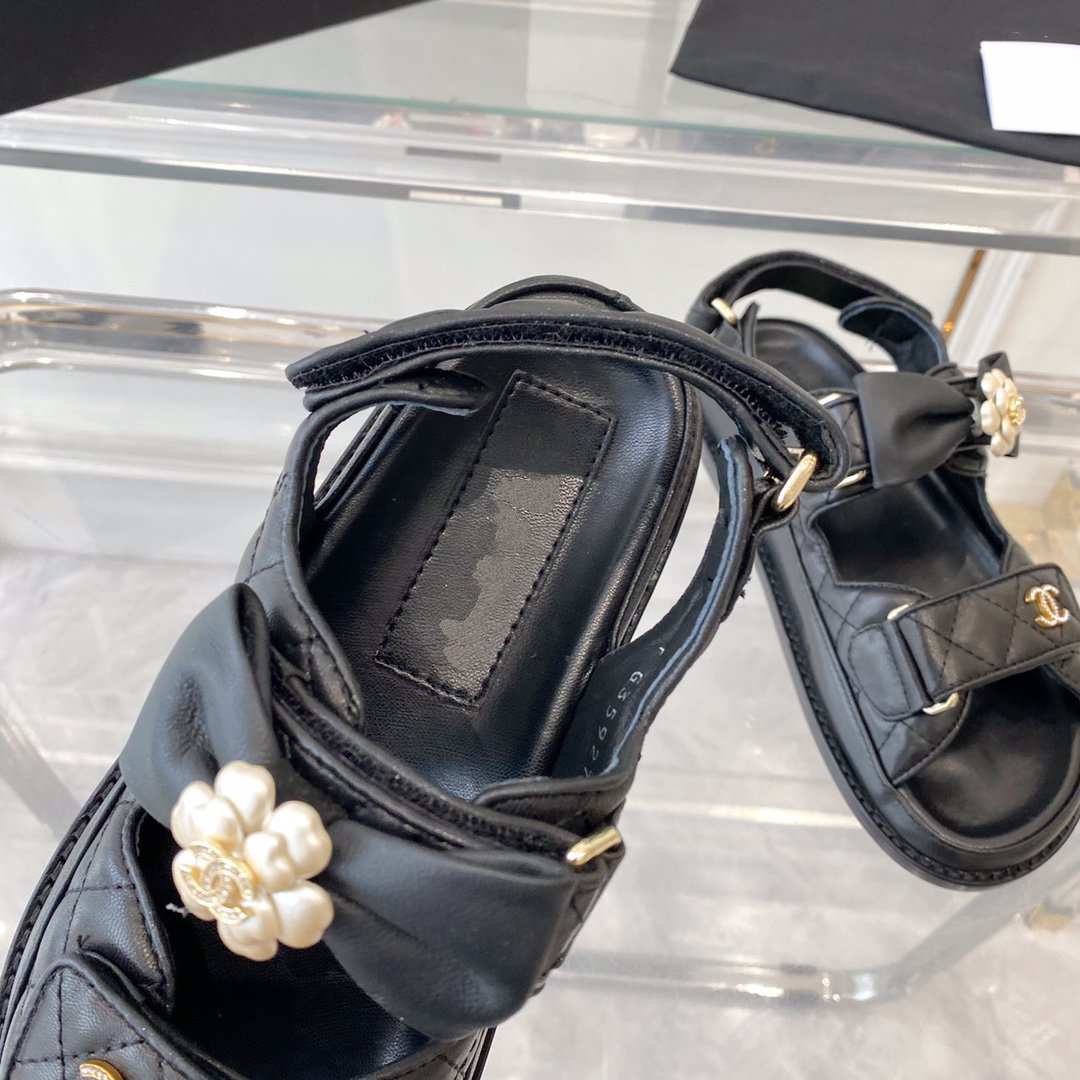 cc dad sandals black lambskin - 35
