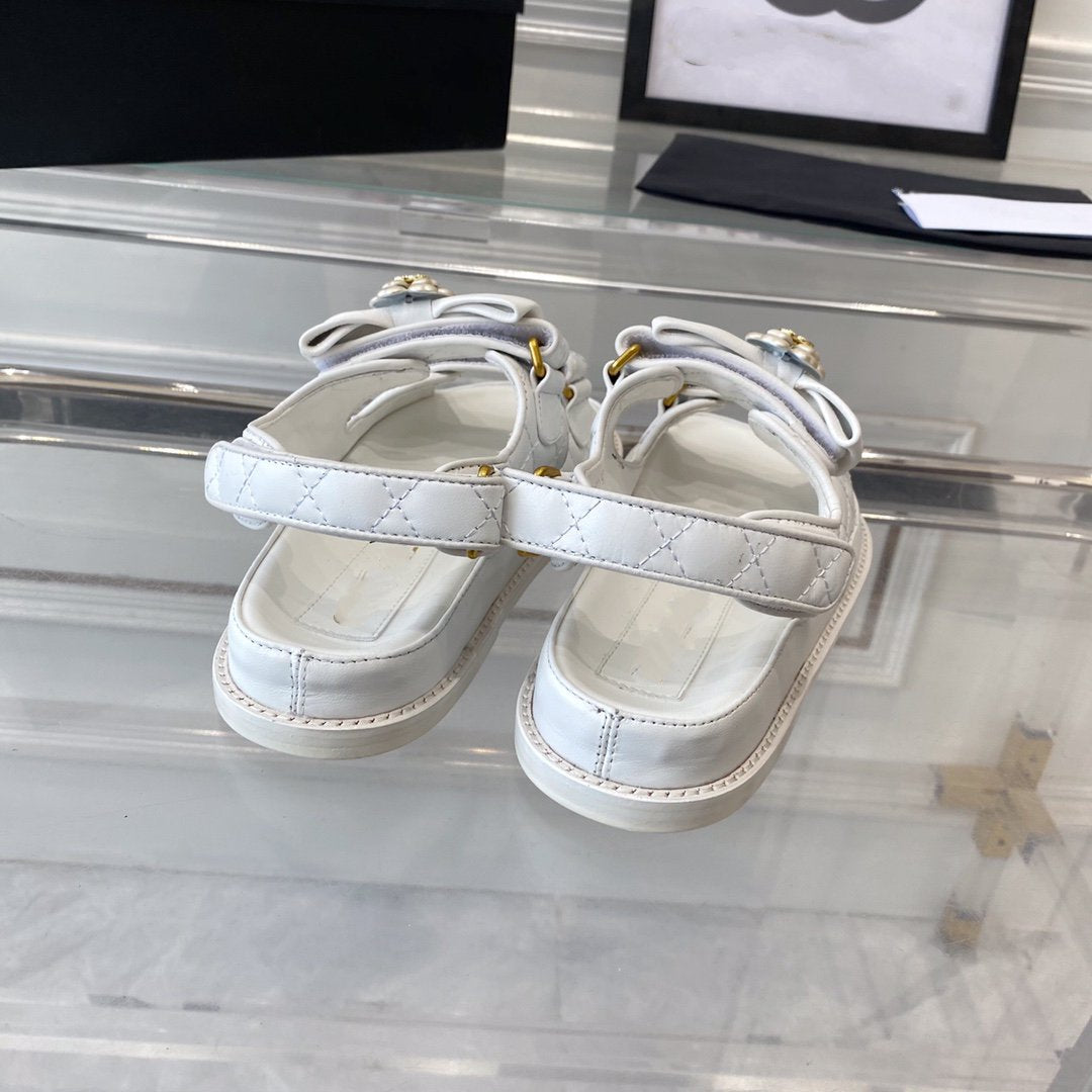 cc dad sandals white lambskin - 35