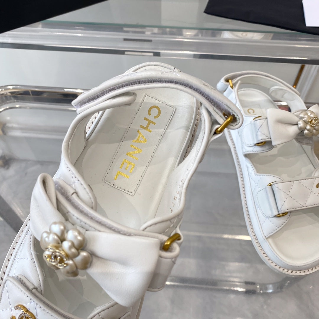 cc dad sandals white lambskin - 35