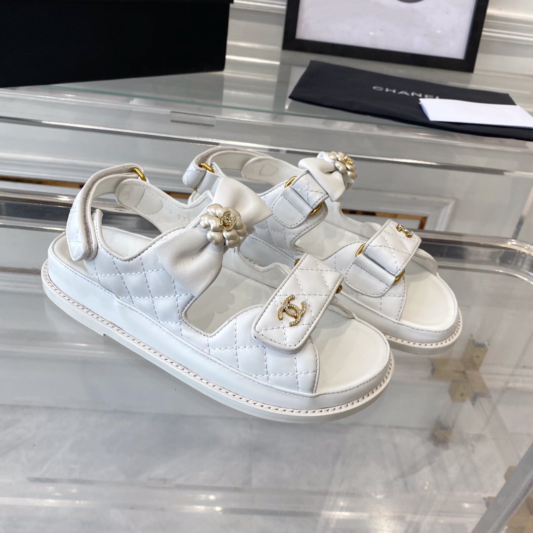 cc dad sandals white lambskin - 35
