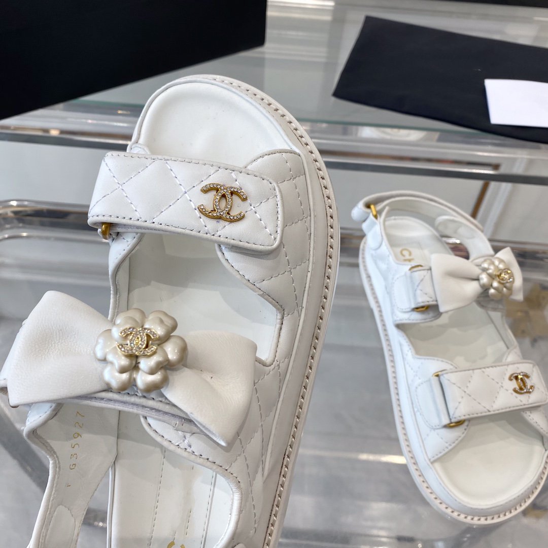 cc dad sandals white lambskin - 35