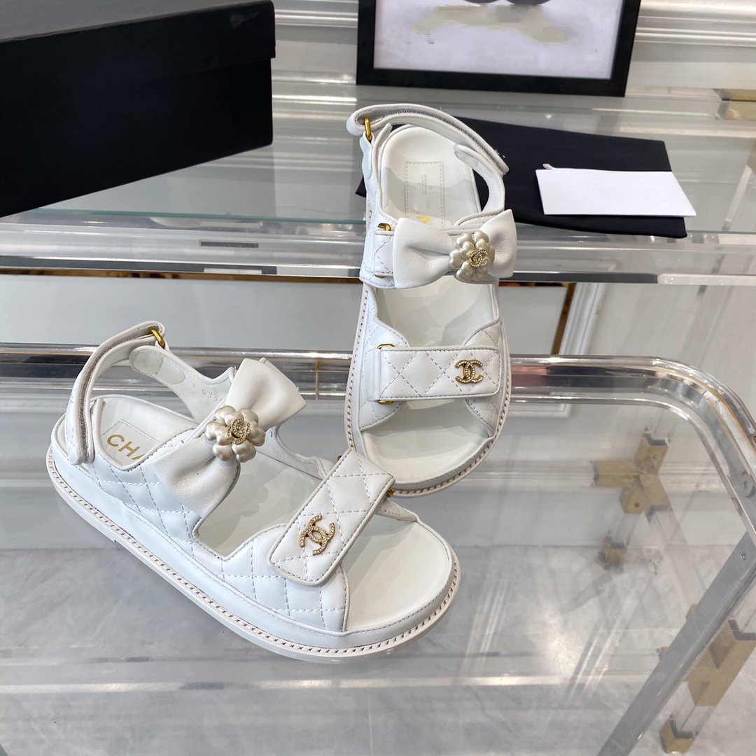 cc dad sandals white lambskin - 35