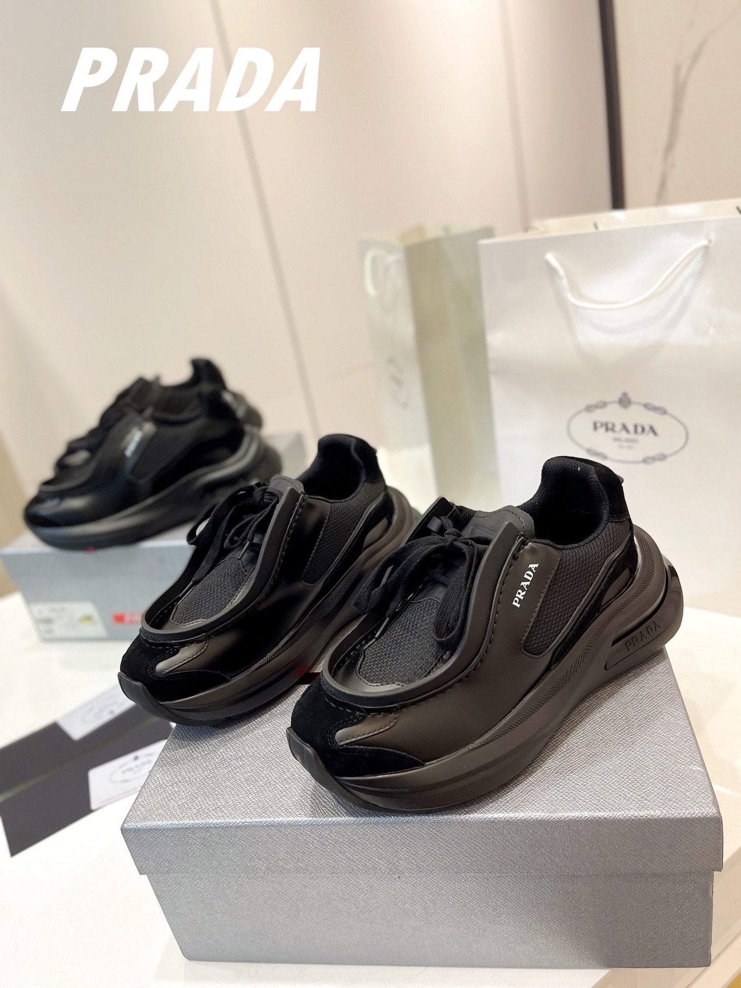 PRA SYSTEME BRUSHED SNEAKERS BLACK CALFSKIN - 34