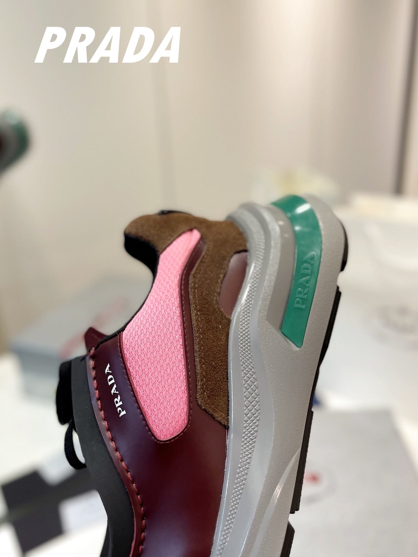 PRA SYSTEME BRUSHED SNEAKERS WINE AND PINK CALFSKIN - 34