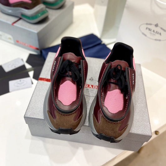 PRA SYSTEME BRUSHED SNEAKERS WINE AND PINK CALFSKIN - 34