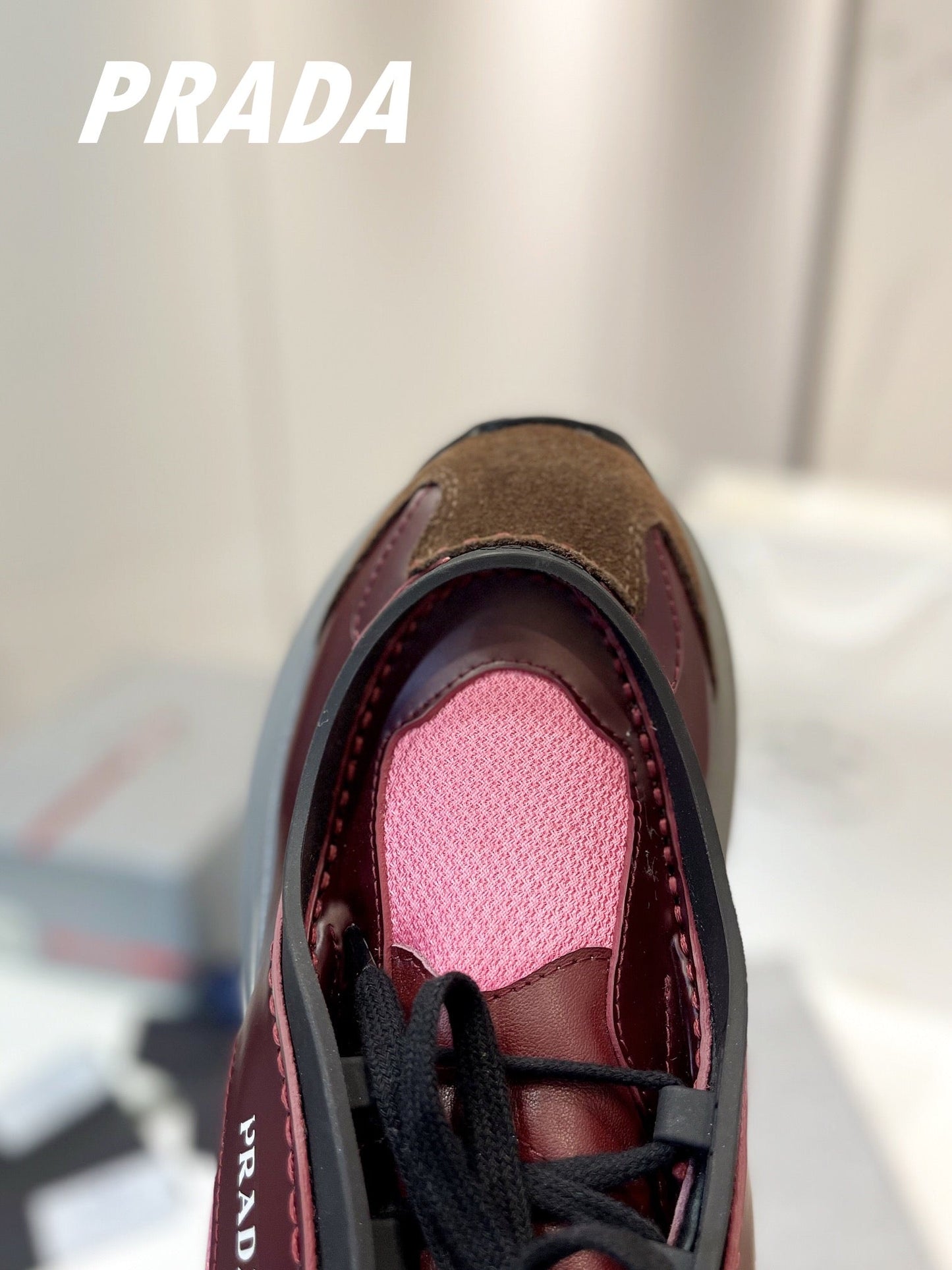 PRA SYSTEME BRUSHED SNEAKERS WINE AND PINK CALFSKIN - 34