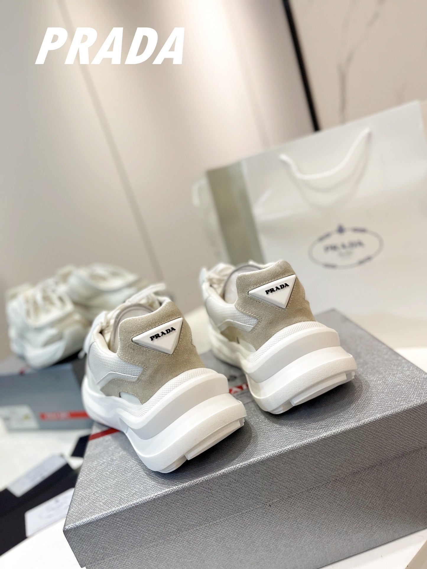 PRA SYSTEME BRUSHED SNEAKERS WHITE CALFSKIN - 34