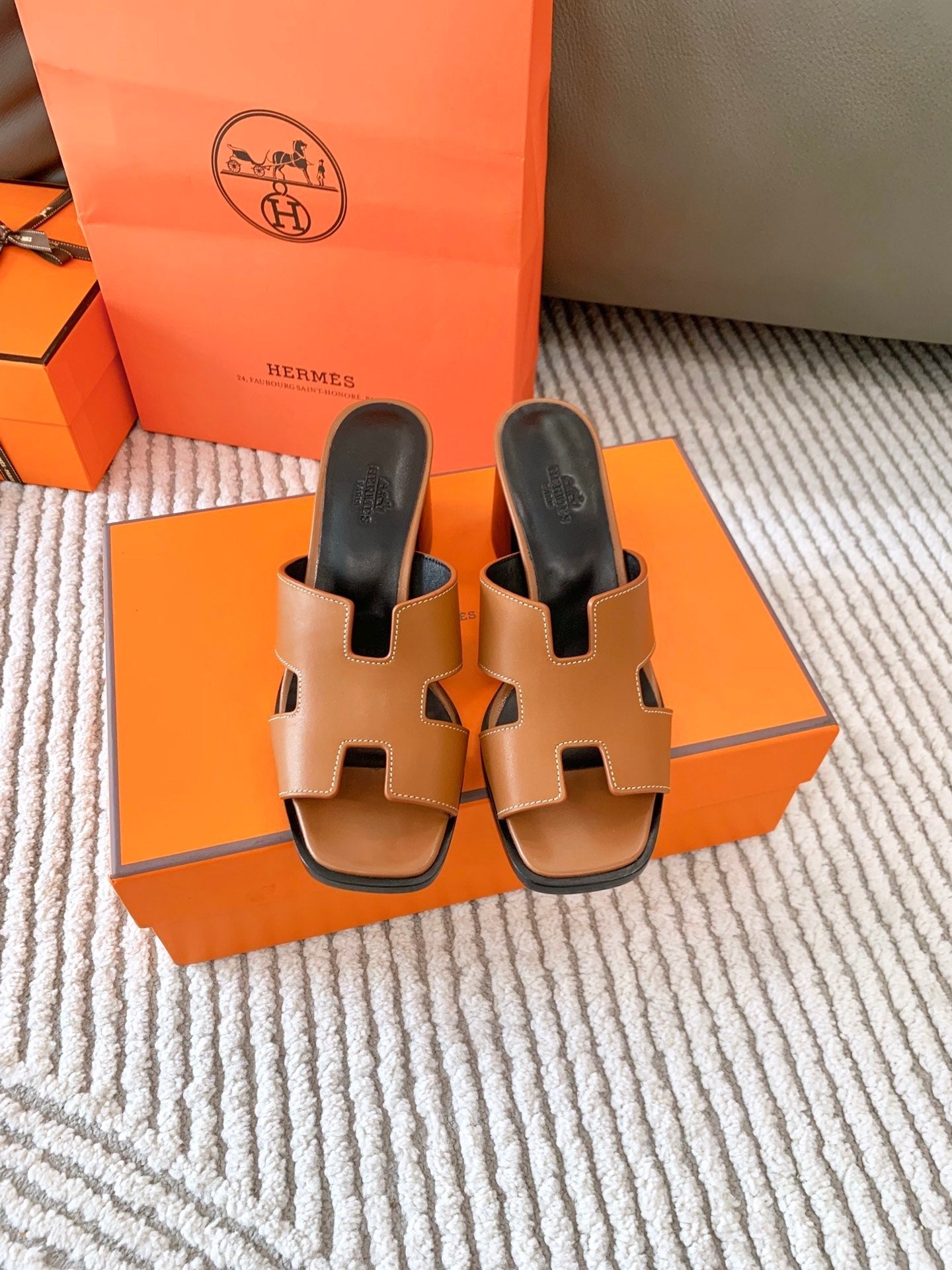 HELIA 60 SANDAL IN BRONZE BROWN CALFSKIN - 35