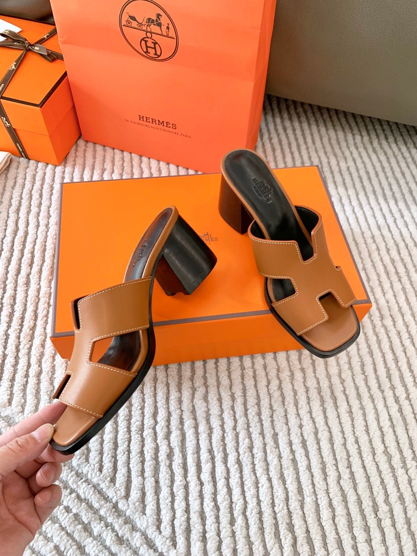 HELIA 60 SANDAL IN BRONZE BROWN CALFSKIN - 35