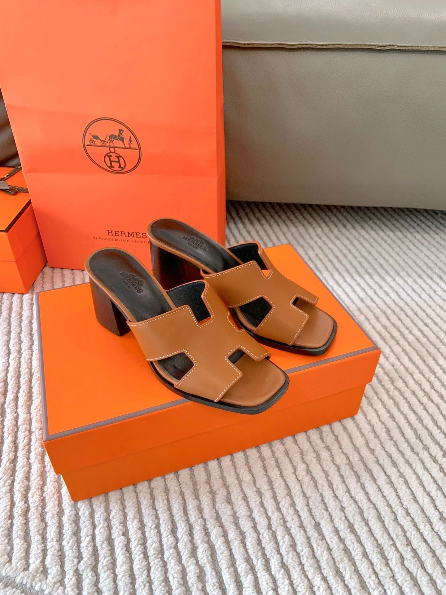 HELIA 60 SANDAL IN BRONZE BROWN CALFSKIN - 35