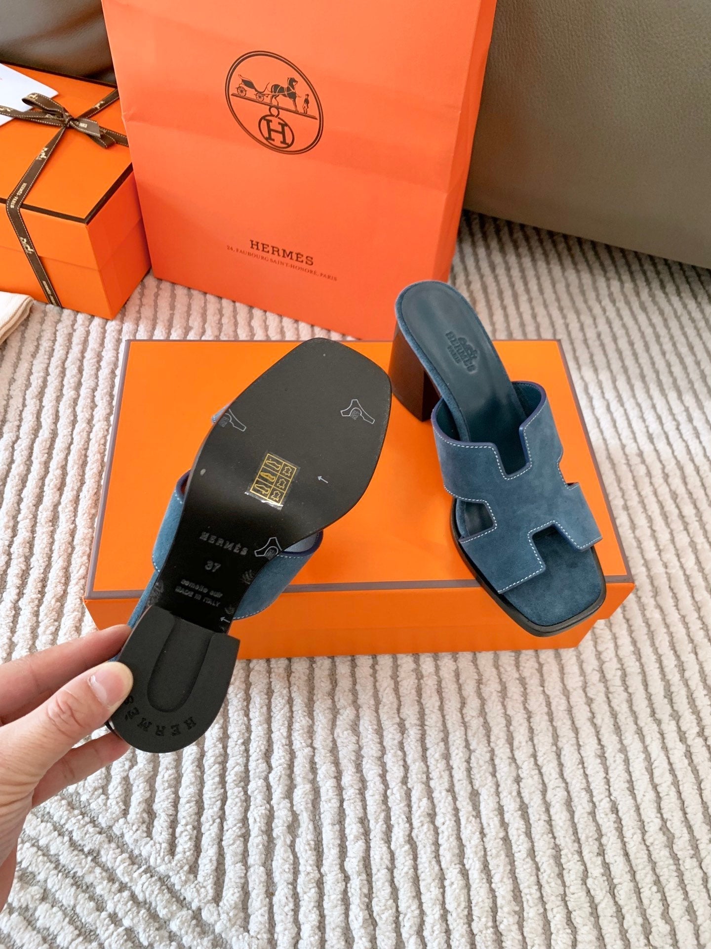 HELIA 60 SANDAL IN STONE BLUE SUEDE - 35