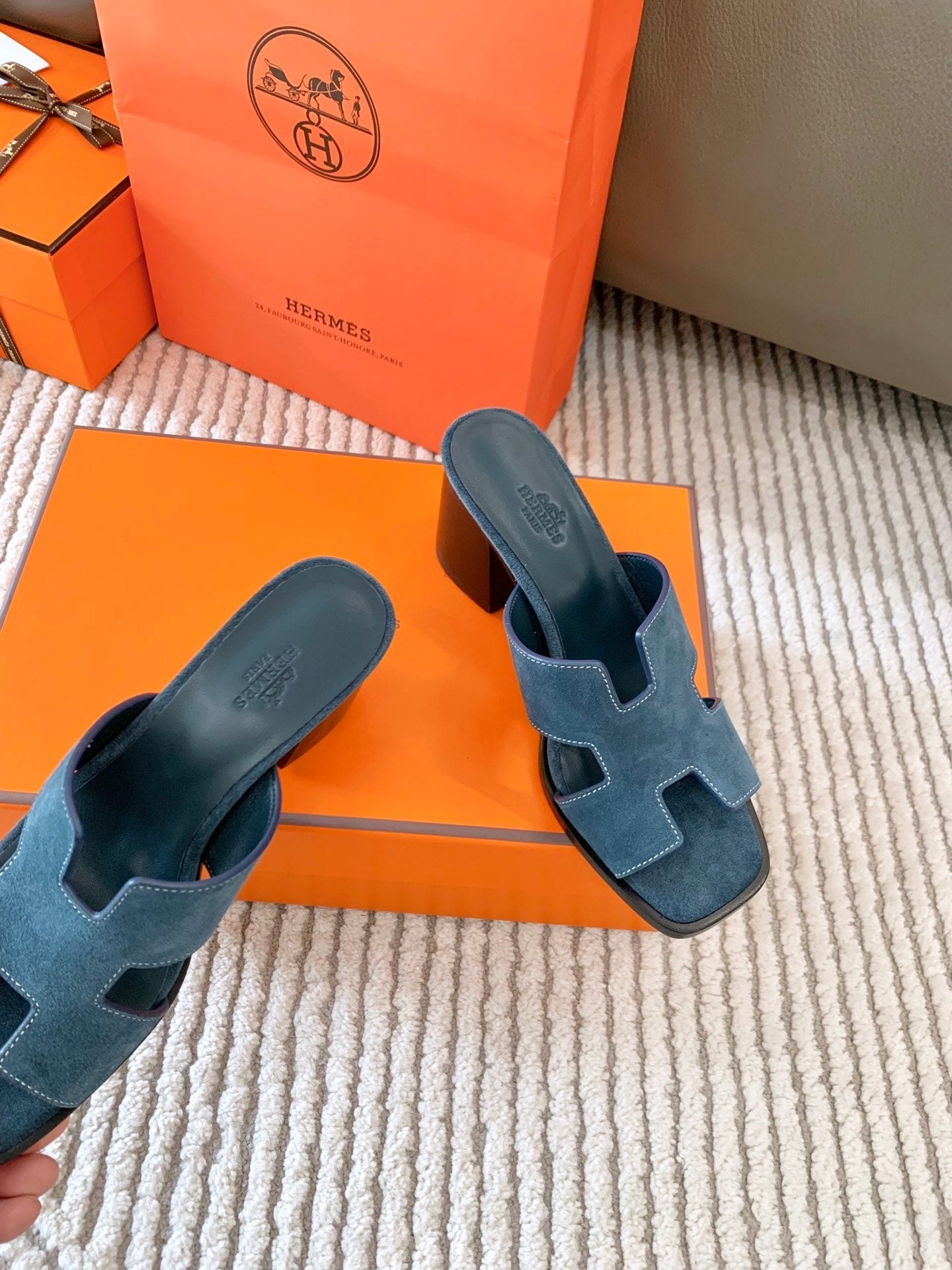 HELIA 60 SANDAL IN STONE BLUE SUEDE - 35